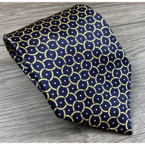 Stefano Ricci Men's 100% Silk Linking Chain Necktie Blue Gold Italy